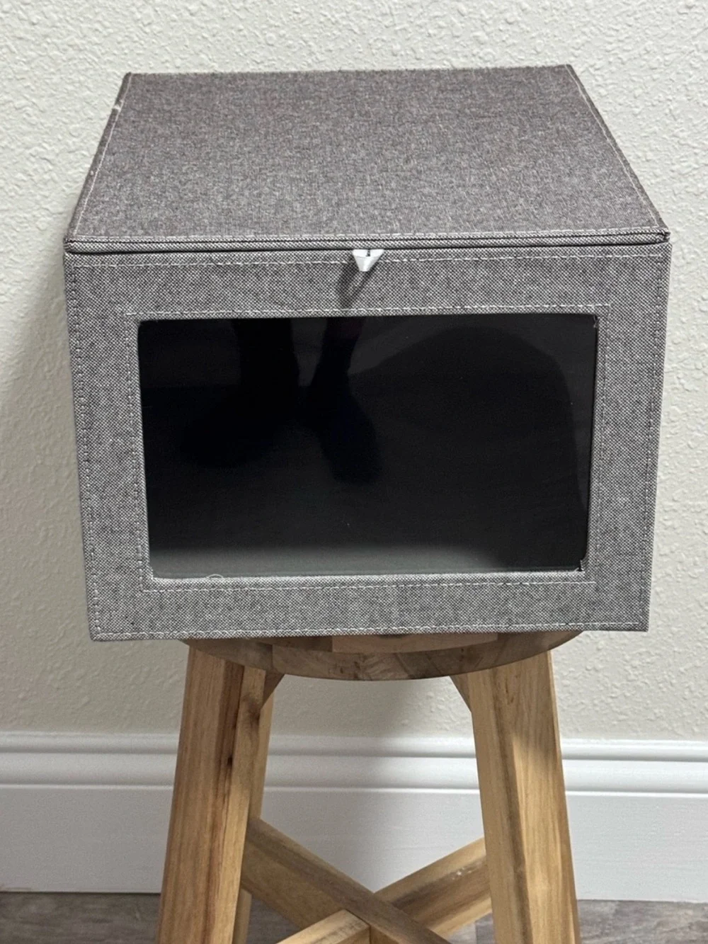 The Container Store Cambridge Drop-Front Shirt Box Grey Linen